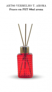 ART80 - Frasco 80mlretangular, alto relevo na cor VERMELHO com tampa Aroma 