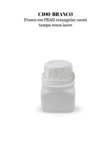 C100BR- Frasco 100ml BRANCO retangular T. 42 - PEAD