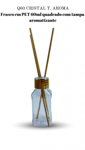 Q60 - Frasco 60ml cristal, quadrado, T. Aroma - PET