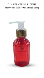 D70 - Frasco 70ml na cor VERMELHO T. Pump