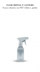 CL150 - Frasco 150ml, cilndrico, cor cristal, Gatilho - PET