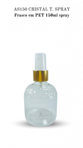 AS150 - Frasco 150ml cristal, cilíndrica, alto relevo, Spray - PET