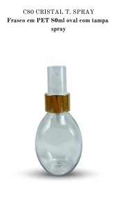 C80 - Frasco 80ml na cor cristal oval T. SPRAY