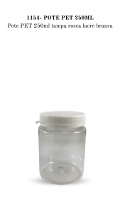 1154 - Pote 250ml gargalo 62mm tampa rosca lacre - PET