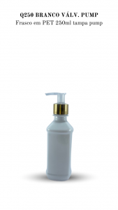 Q250 - Frasco 250ml, quadrado, cor branco, Pump - PET
