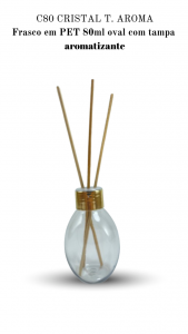 C80 - Frasco 80ml na cor CRISTAL  Oval, T. Aroma 