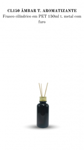 CL150 - Frasco 150ml, cilndrico, cor mbar, T. Aromatizante- PET