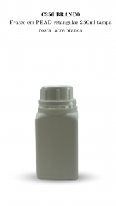 C250BR - Frasco 250ml BRANCO retangular T. 42  PEAD