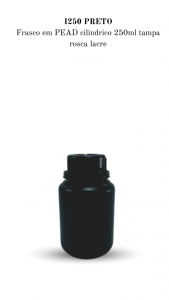 I250PR - Frasco 250ml PRETO Cilndrico T. 42  PEAD