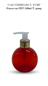 C140 - Frasco 140ml na cor VERMELHO com T. Pump 