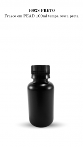10028PR- Frasco 100ml PRETO Cilndrico Rosca 28mm T. PRETA  PEAD