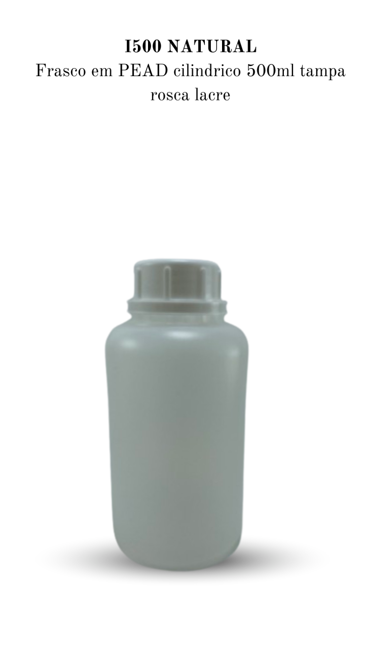 I500N - Frasco 500ml Cilíndrico T. 42 BRANCA– PEAD