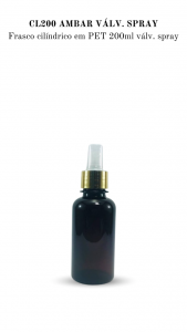 CL200 - Frasco 200ml, cilndrico, cor mbar, Spray  - PET