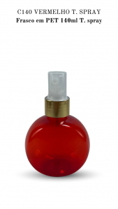 C140 - Frasco 140ml na cor VERMELHO com T. Spray 