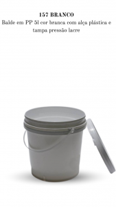 157 - Balde 5L com ala plstica com tampa presso lacre - PP