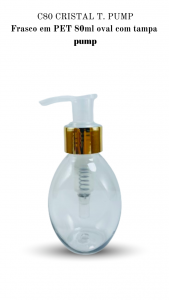 C80 - Frasco 80ml na cor cristal oval, T. Pump