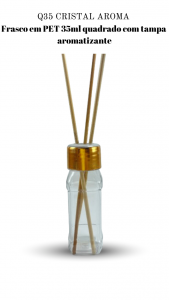 Q35 - Frasco 35ml cristal, quadrado, T. Aroma - PET