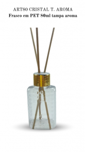 ART80 - Frasco 80ml cristal, retangular, alto relevo, T. Aroma - PET