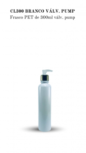 CL300 - Frasco 300ml, cilndrico, cor branca, Pump - PET