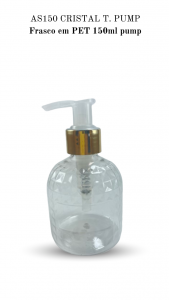 AS150 - Frasco 150ml cristal, cilíndrica, alto relevo, Pump  - PET